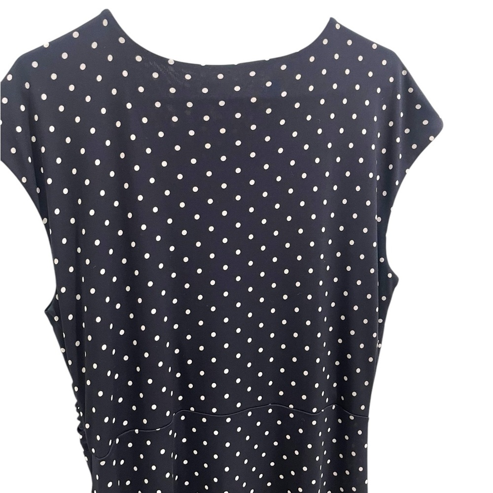 Talbots Polka Dots Ruched Midi Dress Navy Blue & White Woman’s Size XL - Picture 4 of 11